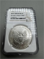 1998 NGC $1 Mint Error MS66 Silver Eagle, Reverse