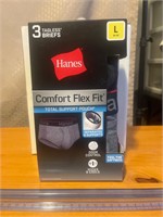 New Hanes men’s 3 pack comfort flex fit briefs L