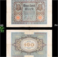 1920 Germany (Weimar) 100 Marks Banknote P# 69a Gr