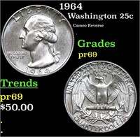 Proof 1964 Washington Quarter 25c Grades GEM++ Pro