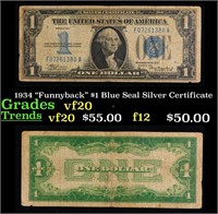 1934 $1 Blue Seal Silver Certificate Grades vf, ve