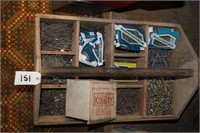 Large Wood box With Nails, Screws, Hardware