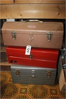 (3) Vintage Metal Tool Boxes
