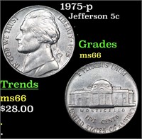 1975-p Jefferson Nickel 5c Grades GEM+ Unc