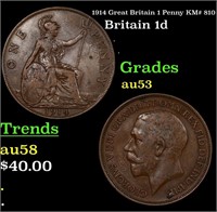1914 Great Britain 1 Penny KM# 810 Grades Select A