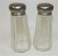 Vintage Tall Clear Glass Diner Shakers Chrome Caps