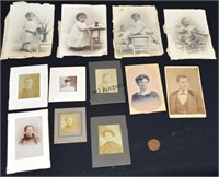 12 Antique Photographs + Children On Postcards