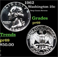 Proof 1962 Washington Quarter 25c Grades GEM++ Pro