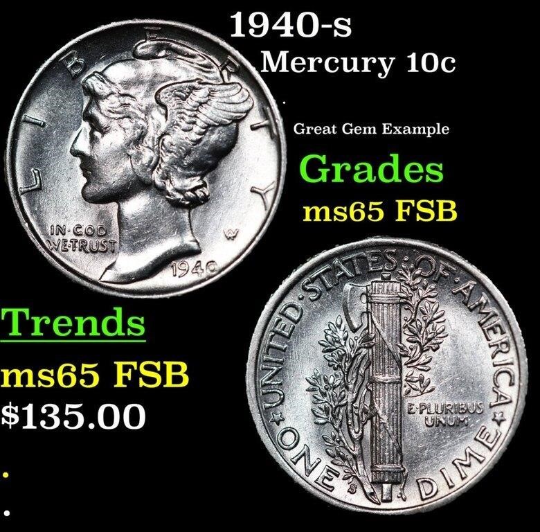 1940-s Mercury Dime 10c Grades GEM FSB