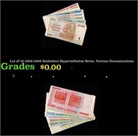 Lot of 10 2006-2008 Zimbabwe Hyperinflation Notes,