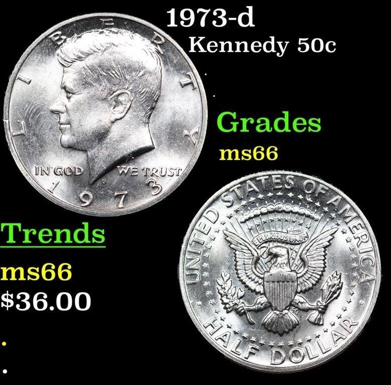 1973-d Kennedy Half Dollar 50c Grades GEM+ Unc