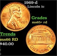 1969-d Lincoln Cent 1c Grades GEM+ Unc RD