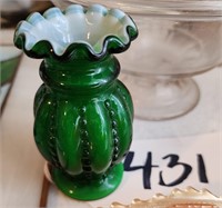 Emerald Cased Glass Vase