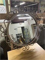 Wrought iron round wall mirror