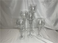 Set of 5 crackle glass candle holders