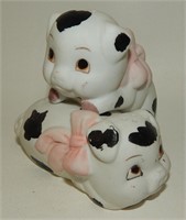 Black Spotted White Pigs in Pink Bows