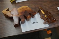2-wood puzzle boxes-elephant & kangaroo