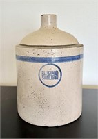 Antique Blue Band Stoneware Whiskey Crock Jug