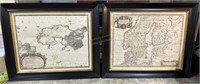 Two Framed Maps - 36 1/2” x 30 3/4” x 2 1/2” each