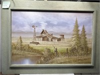 Rustic barn and farm views signed Haywood - 44” x