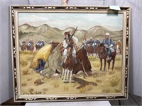 Contemporary Native American scene on horseback si