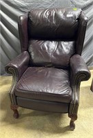 Chippendale style brown leather recliner - 30
