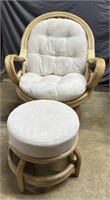 MCM Swivel Bamboo Chairs with Matching