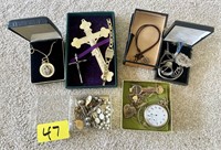 Mixed Lot with Ladies Watch, Costume Jewelry,