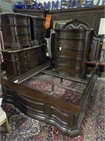 Queen mahogany finish modern 5 pc. bedroom set
