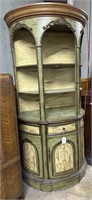 Tole painted Half moon display cabinet with three