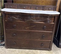 Marble top mahogany 4 drawer chest with