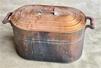 Vintage Copper Boiler Wash Tub with Lid as-is