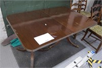1950's mahogany dining table on 2-pedestal base