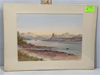 Water and Mountain View watercolor unframed