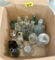 Clean up Box Lot with Vintage Glass Bottles as-is