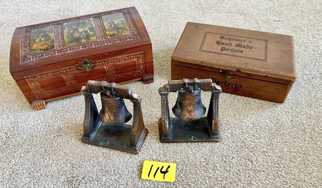 Vintage Liberty Bell Bookends with Extras Lot