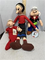 Popeye family stuff dolls - popeye, Swee’Pea &