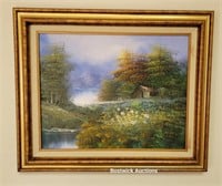 Painting on canvas - cabin by the water - Aprx