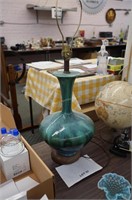large 1960's pottery table lamp, no shade