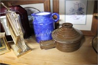 PITCHER AND POTTERY BOWL WITH LID