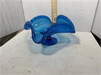 Viking Art Glass Blue Bowl about 6” tall