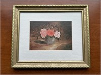 Lovely framed floral painting in frame approx