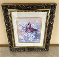 Cardinal print in pretty gilded frame approx