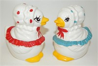 Anthropomorphic White Hens in Bonnets & Capes