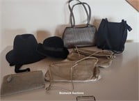 2 Ladies hats and purses including leather
