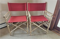 Pair bamboo folding chairs 19"seat