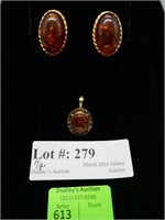 14kt Complementary Pendant & earrings - opal