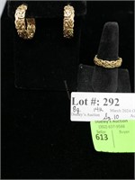 14kt Earring and rope Ring Size 10 - 8 gtw