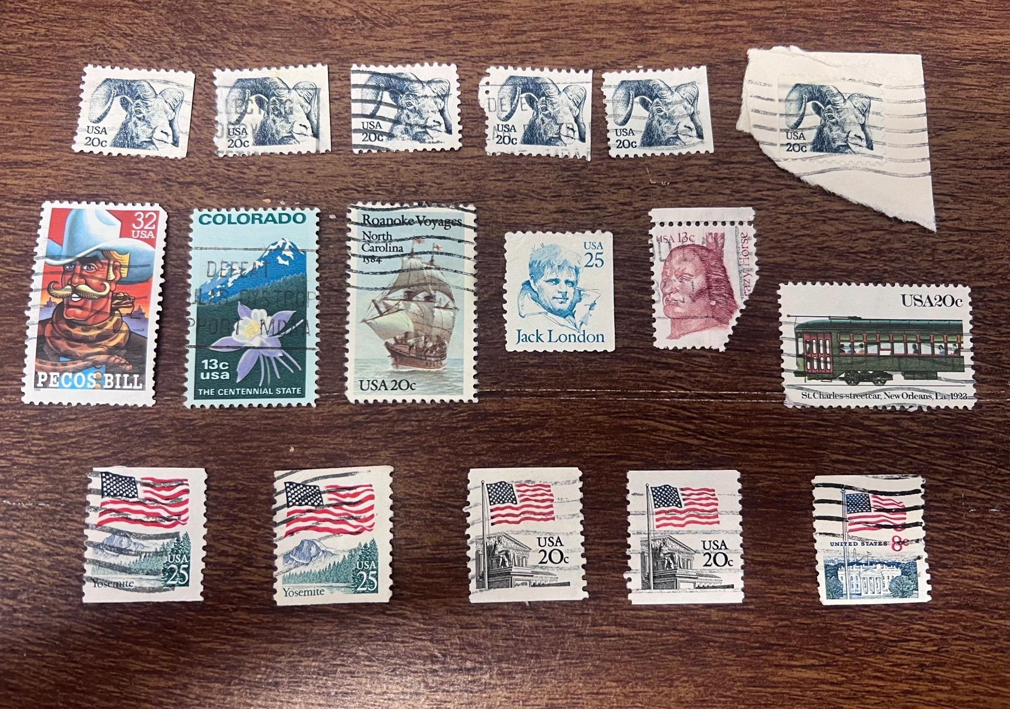 Lot of 17 VTG stamps, see description & pics