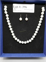 Pearl Necklace and Earring Set - 36"